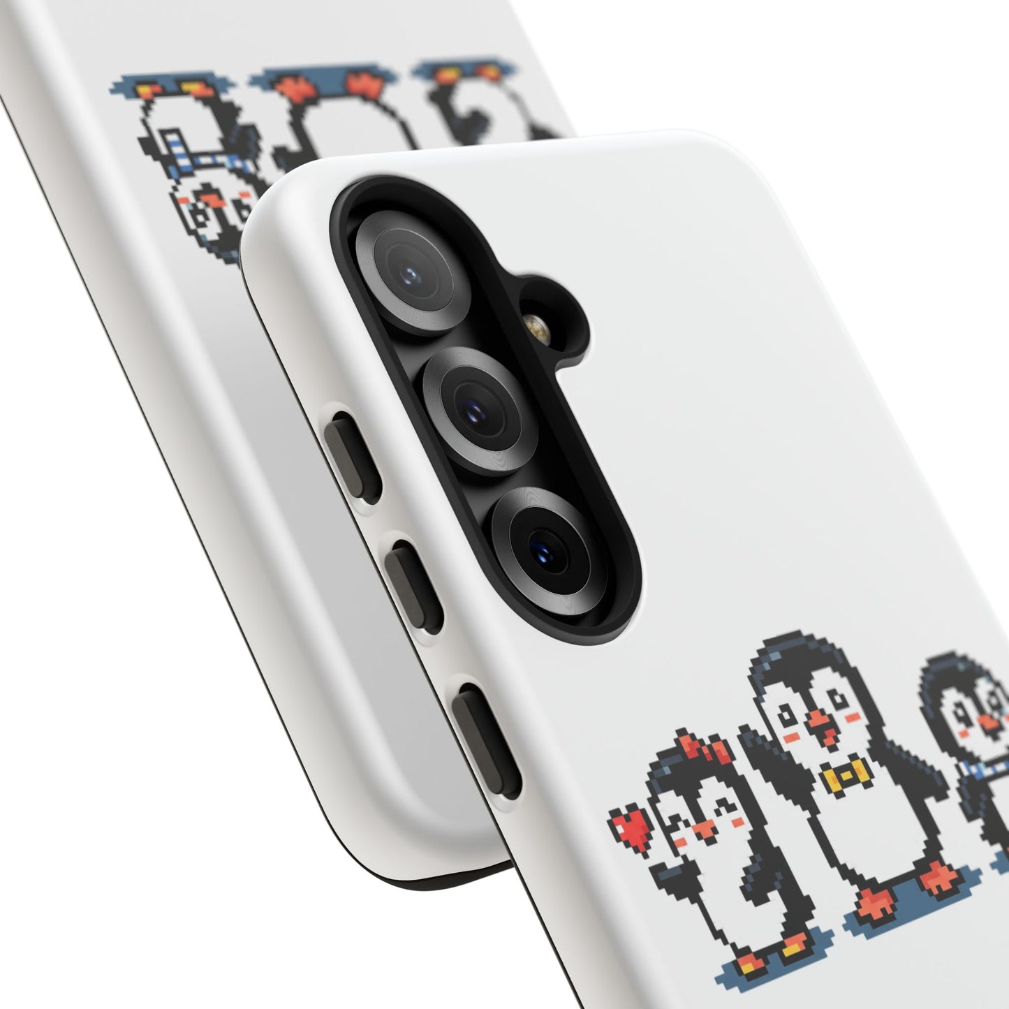 Penguin Pixel Trio Phone Case — Cute Retro 8‑Bit Penguin Family Protective Cover