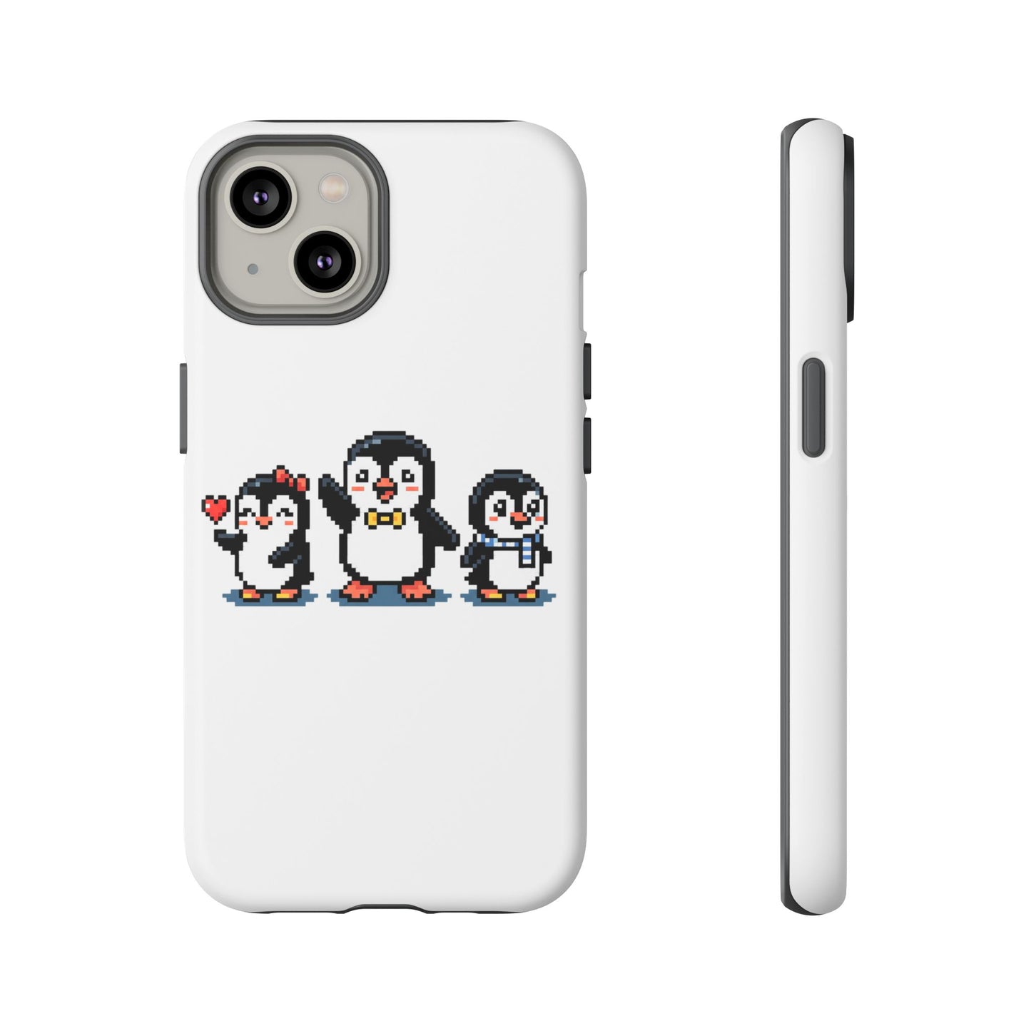 Penguin Pixel Trio Phone Case — Cute Retro 8‑Bit Penguin Family Protective Cover