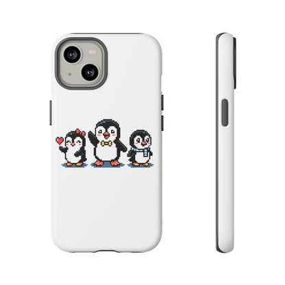 Penguin Pixel Trio Phone Case — Cute Retro 8‑Bit Penguin Family Protective Cover