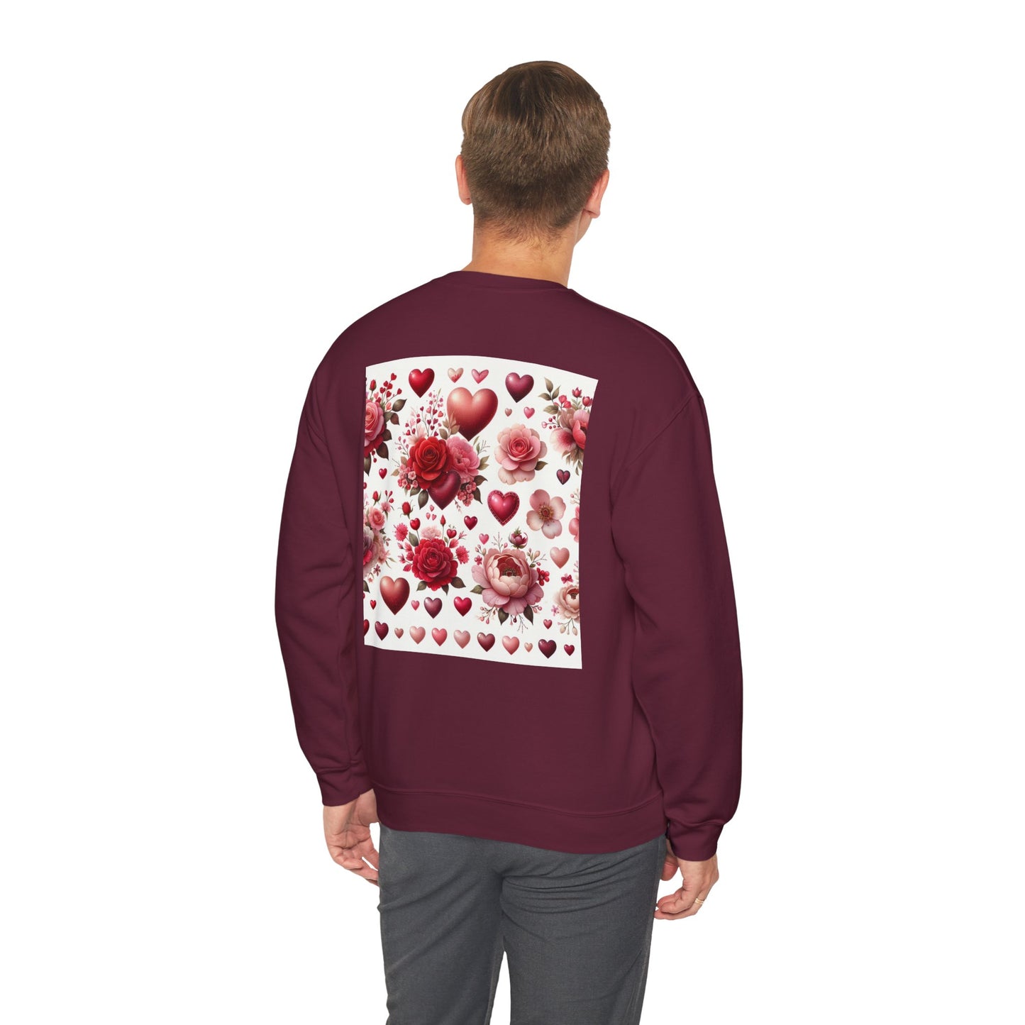 Romantic Floral Sweatshirt with Hearts