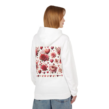 Heart & Rose Pattern Hoodie — Romantic Floral Valentine Pullover