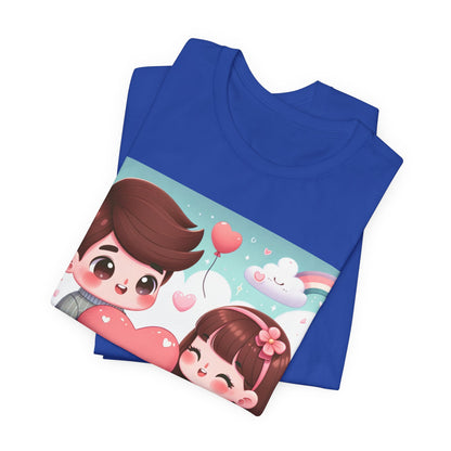 Cute Couple Heart Graphic Tee - Valentine Kawaii Love T-Shirt