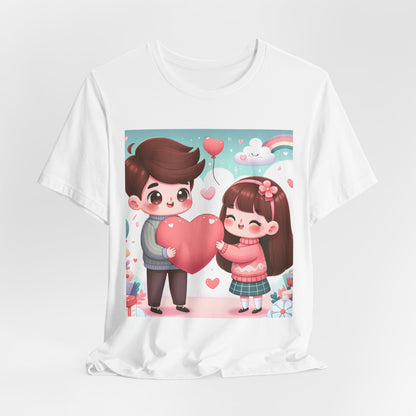 Cute Couple Heart Graphic Tee - Valentine Kawaii Love T-Shirt