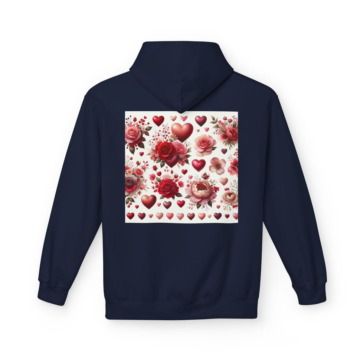 Heart & Rose Pattern Hoodie — Romantic Floral Valentine Pullover