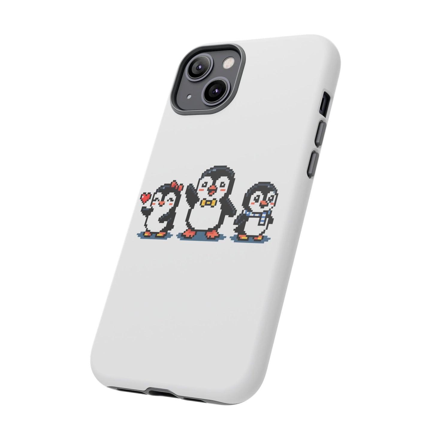 Penguin Pixel Trio Phone Case — Cute Retro 8‑Bit Penguin Family Protective Cover
