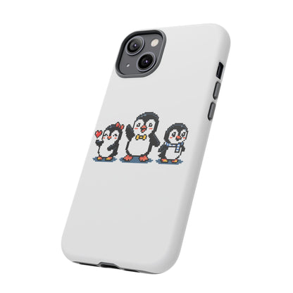 Penguin Pixel Trio Phone Case — Cute Retro 8‑Bit Penguin Family Protective Cover