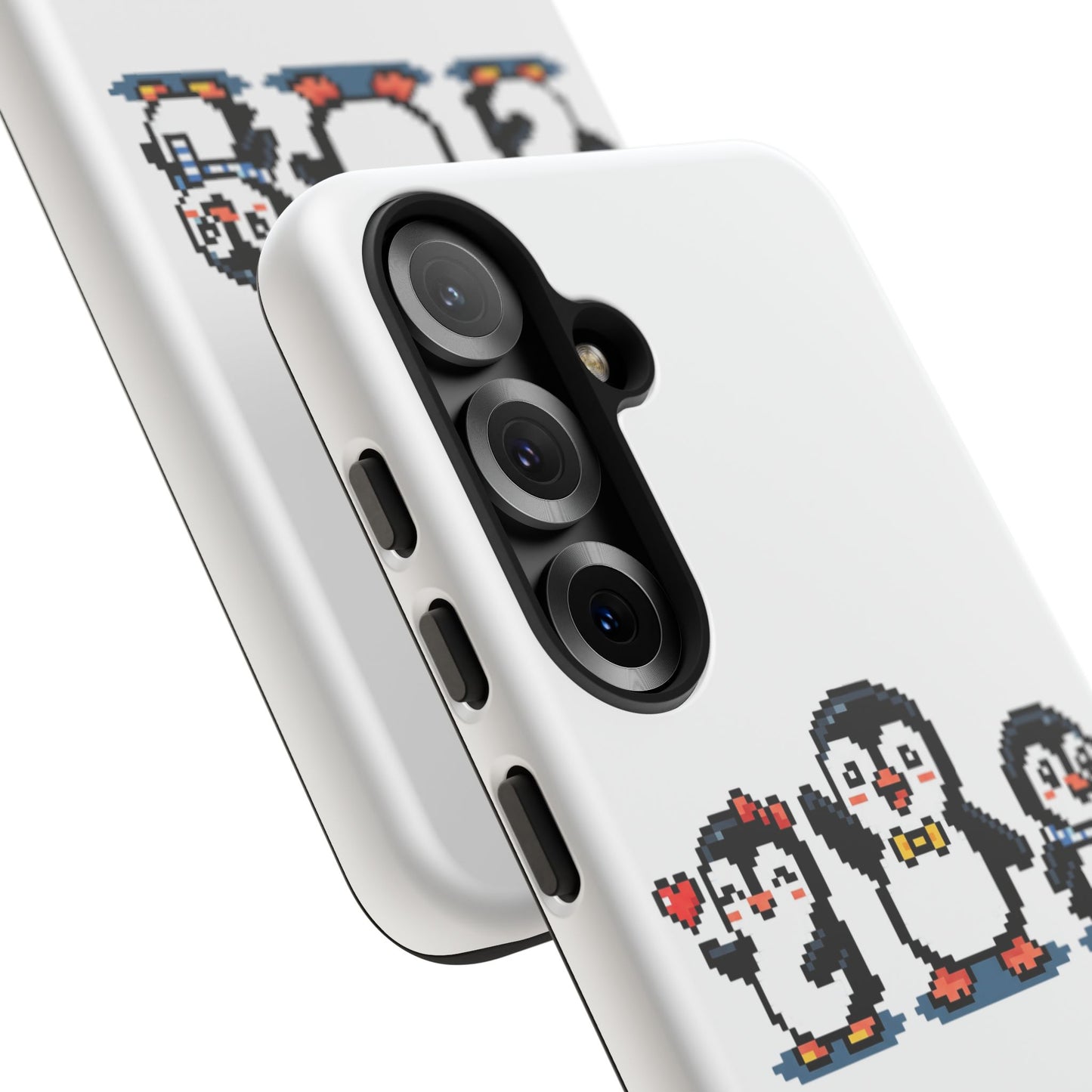 Penguin Pixel Trio Phone Case — Cute Retro 8‑Bit Penguin Family Protective Cover