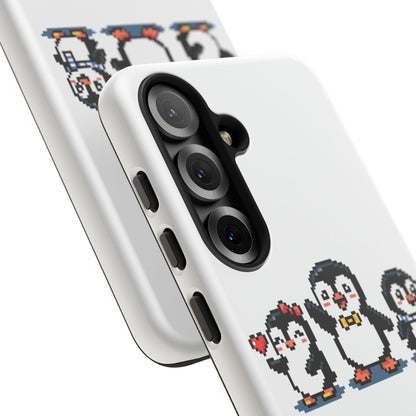 Penguin Pixel Trio Phone Case — Cute Retro 8‑Bit Penguin Family Protective Cover