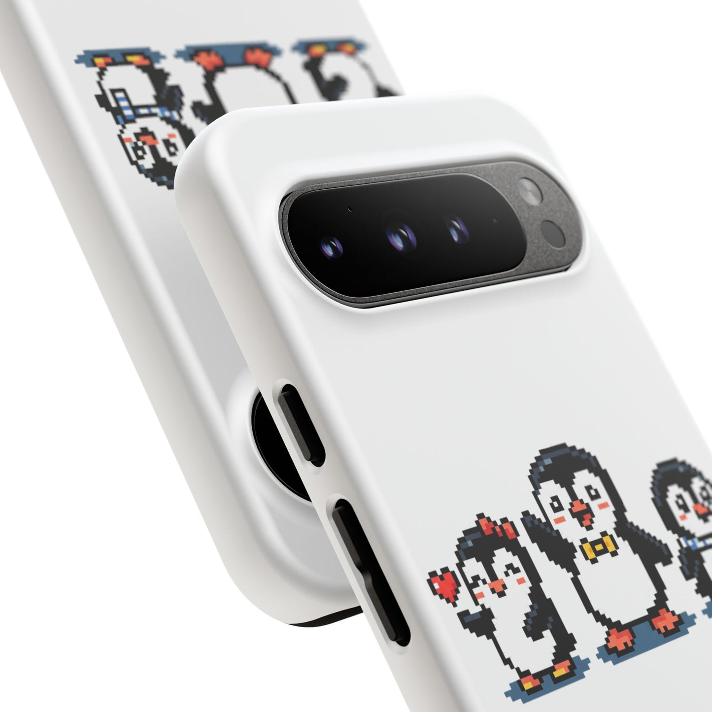 Penguin Pixel Trio Phone Case — Cute Retro 8‑Bit Penguin Family Protective Cover
