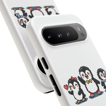 Penguin Pixel Trio Phone Case — Cute Retro 8‑Bit Penguin Family Protective Cover
