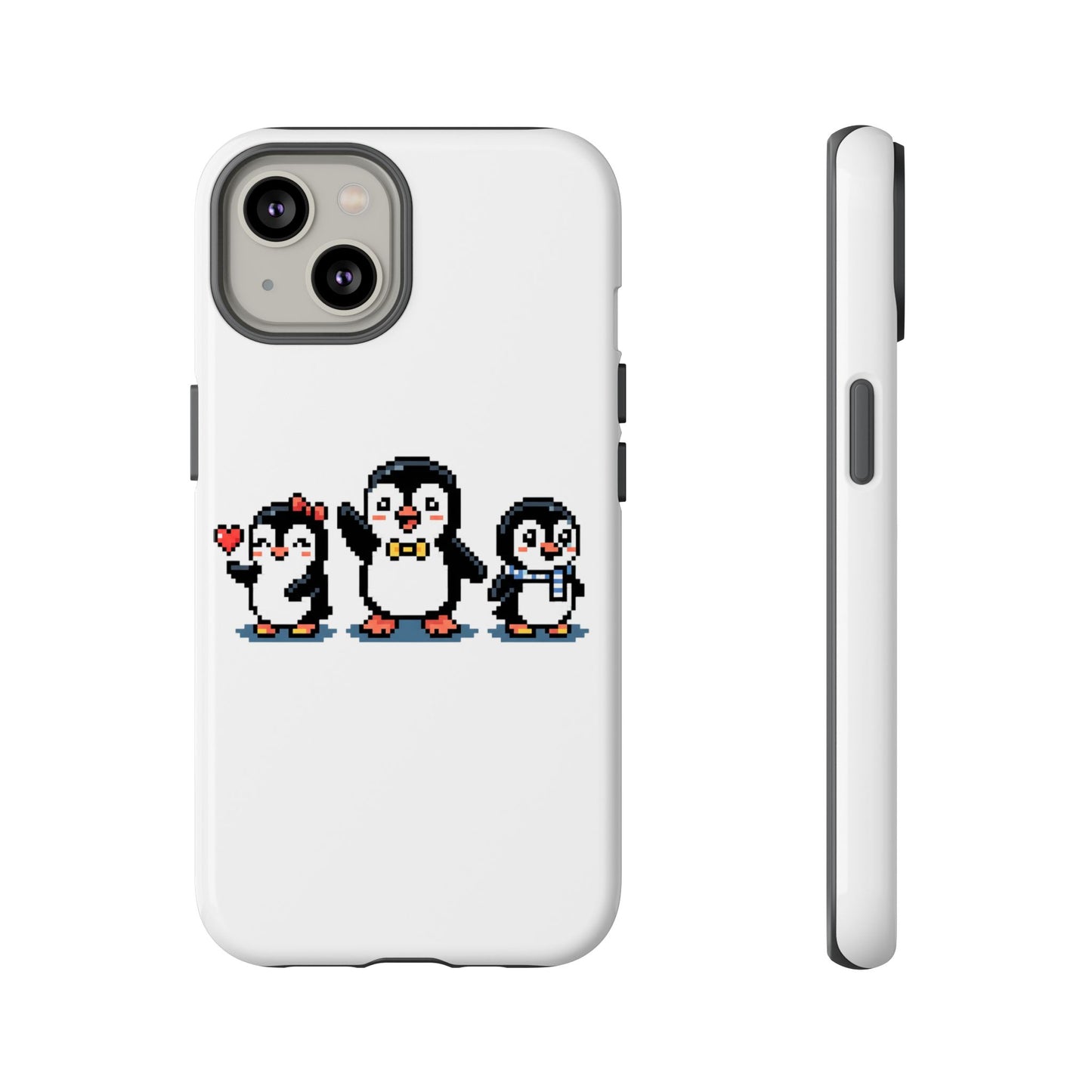 Penguin Pixel Trio Phone Case — Cute Retro 8‑Bit Penguin Family Protective Cover