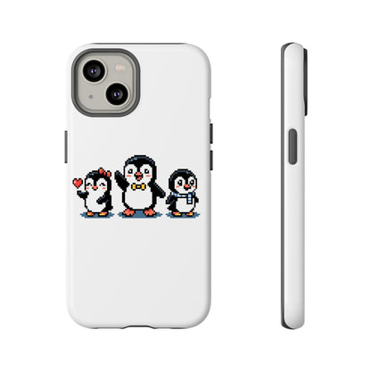 Penguin Pixel Trio Phone Case — Cute Retro 8‑Bit Penguin Family Protective Cover
