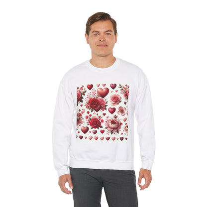 Romantic Floral Sweatshirt with Hearts