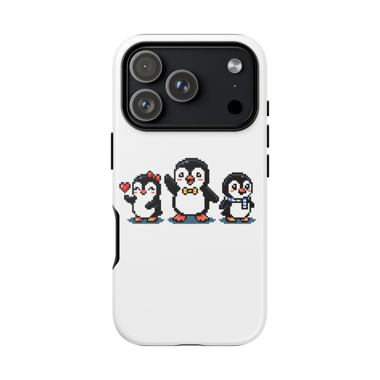 Penguin Pixel Trio Phone Case — Cute Retro 8‑Bit Penguin Family Protective Cover