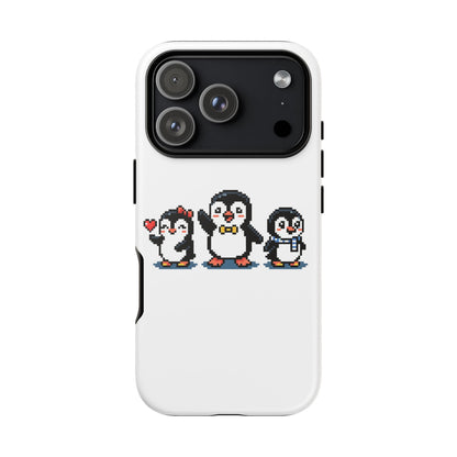 Penguin Pixel Trio Phone Case — Cute Retro 8‑Bit Penguin Family Protective Cover