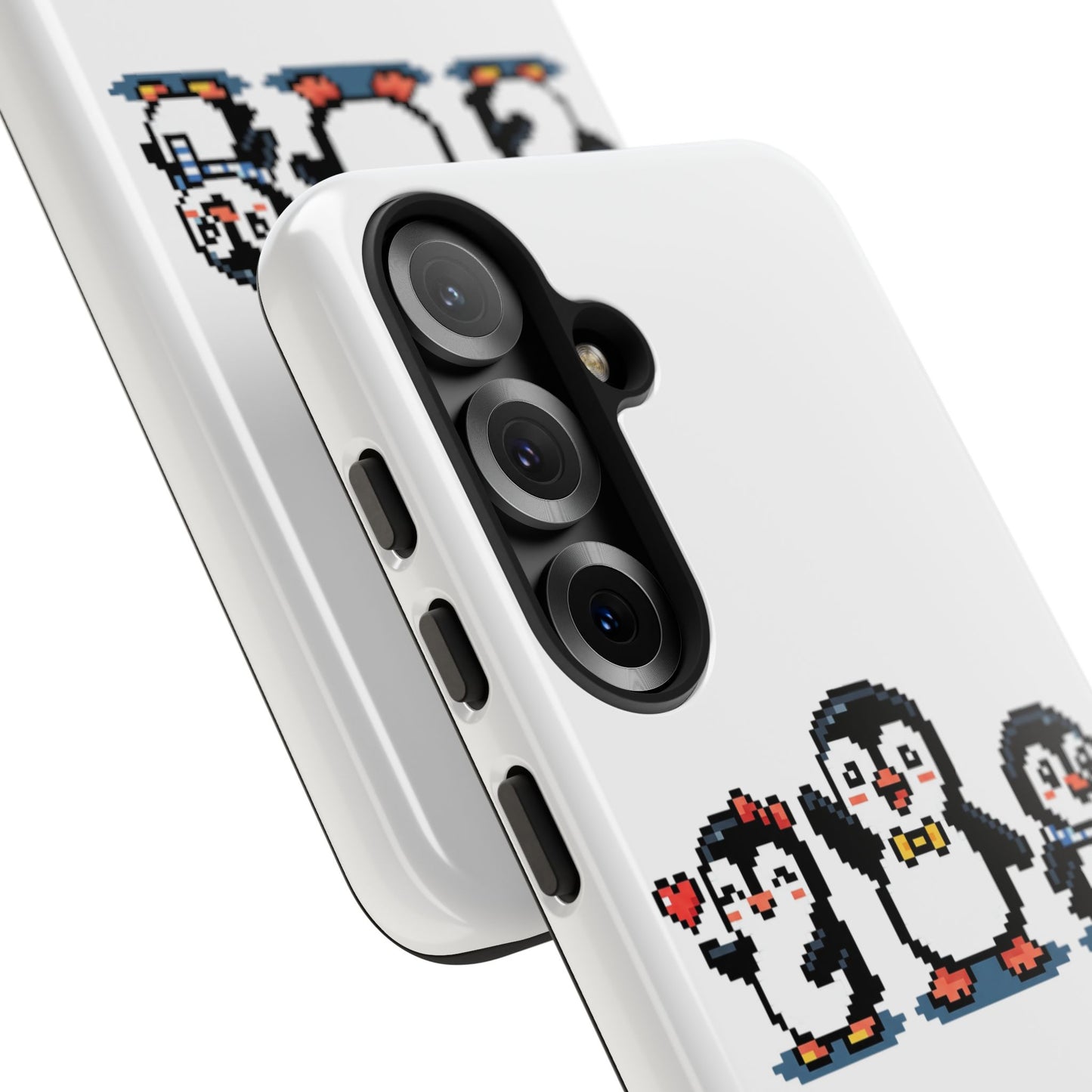 Penguin Pixel Trio Phone Case — Cute Retro 8‑Bit Penguin Family Protective Cover