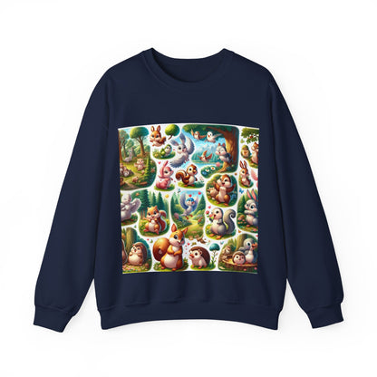 Whimsical Forest Animal Crewneck Sweatshirt | Cozy Unisex Heavy Blend™ Design