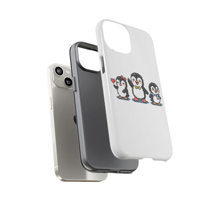 Penguin Pixel Trio Phone Case — Cute Retro 8‑Bit Penguin Family Protective Cover