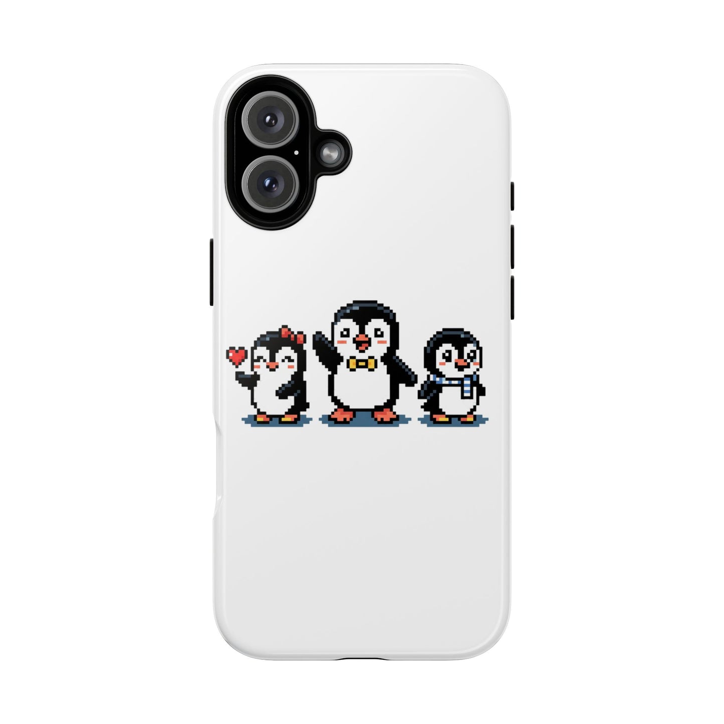 Penguin Pixel Trio Phone Case — Cute Retro 8‑Bit Penguin Family Protective Cover