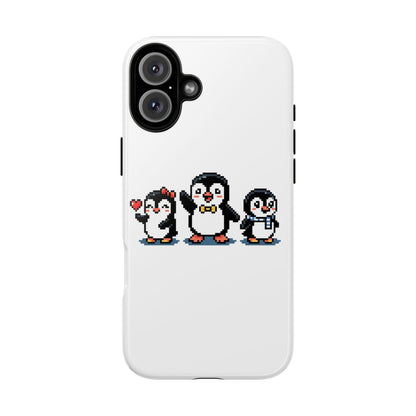 Penguin Pixel Trio Phone Case — Cute Retro 8‑Bit Penguin Family Protective Cover