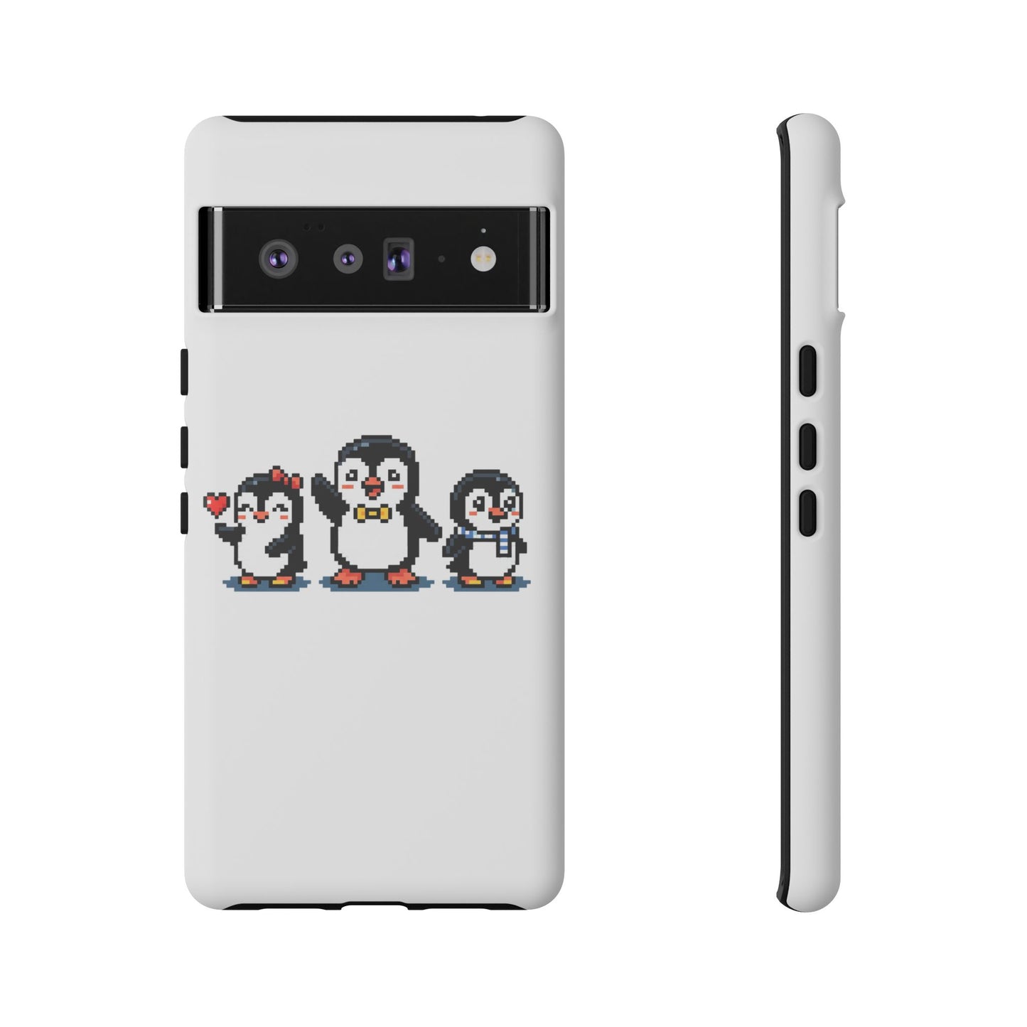 Penguin Pixel Trio Phone Case — Cute Retro 8‑Bit Penguin Family Protective Cover
