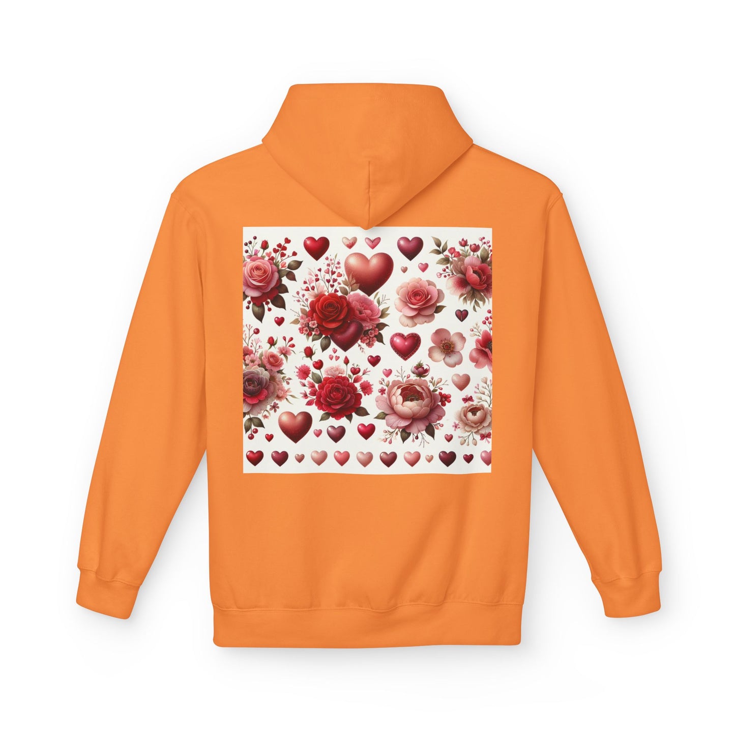 Heart & Rose Pattern Hoodie — Romantic Floral Valentine Pullover