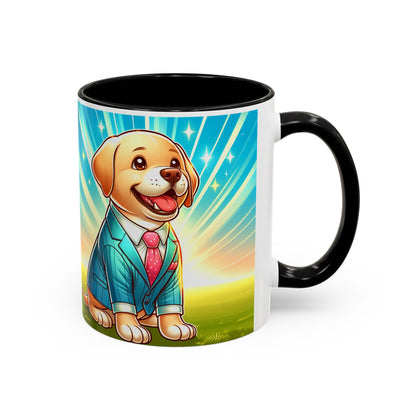 Joyful Dog in Suit Accent Coffee Mug - Perfect Gift for Dog Lovers