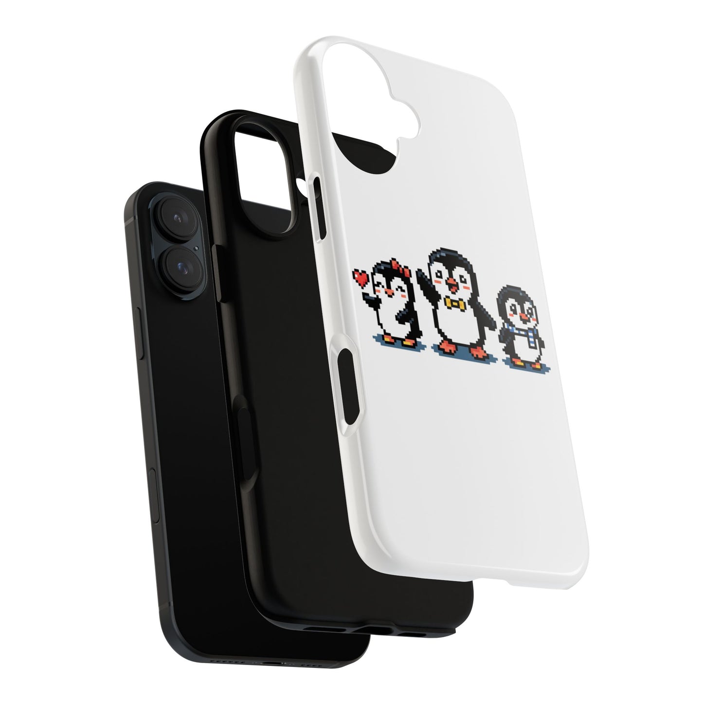 Penguin Pixel Trio Phone Case — Cute Retro 8‑Bit Penguin Family Protective Cover