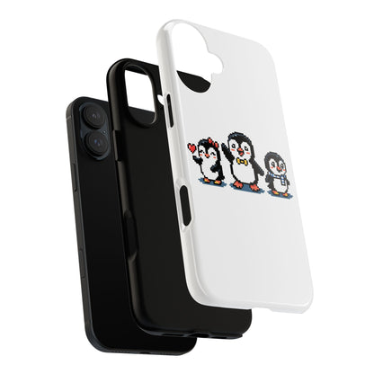 Penguin Pixel Trio Phone Case — Cute Retro 8‑Bit Penguin Family Protective Cover
