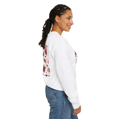 Romantic Floral Sweatshirt with Hearts