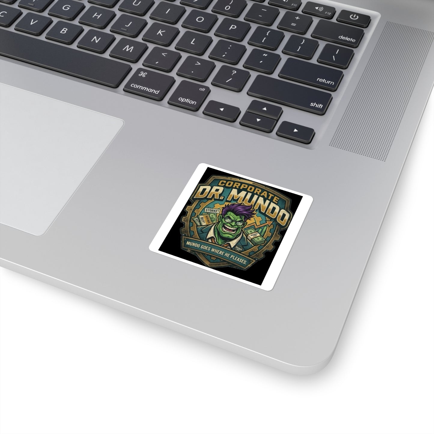 Square Sticker — Corporate Dr. Mundo Gaming Logo ("Mundo Goes Where He Pleases") league of legends