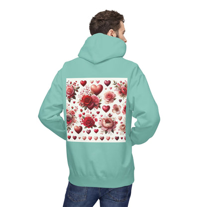 Heart & Rose Pattern Hoodie — Romantic Floral Valentine Pullover