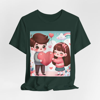 Cute Couple Heart Graphic Tee - Valentine Kawaii Love T-Shirt