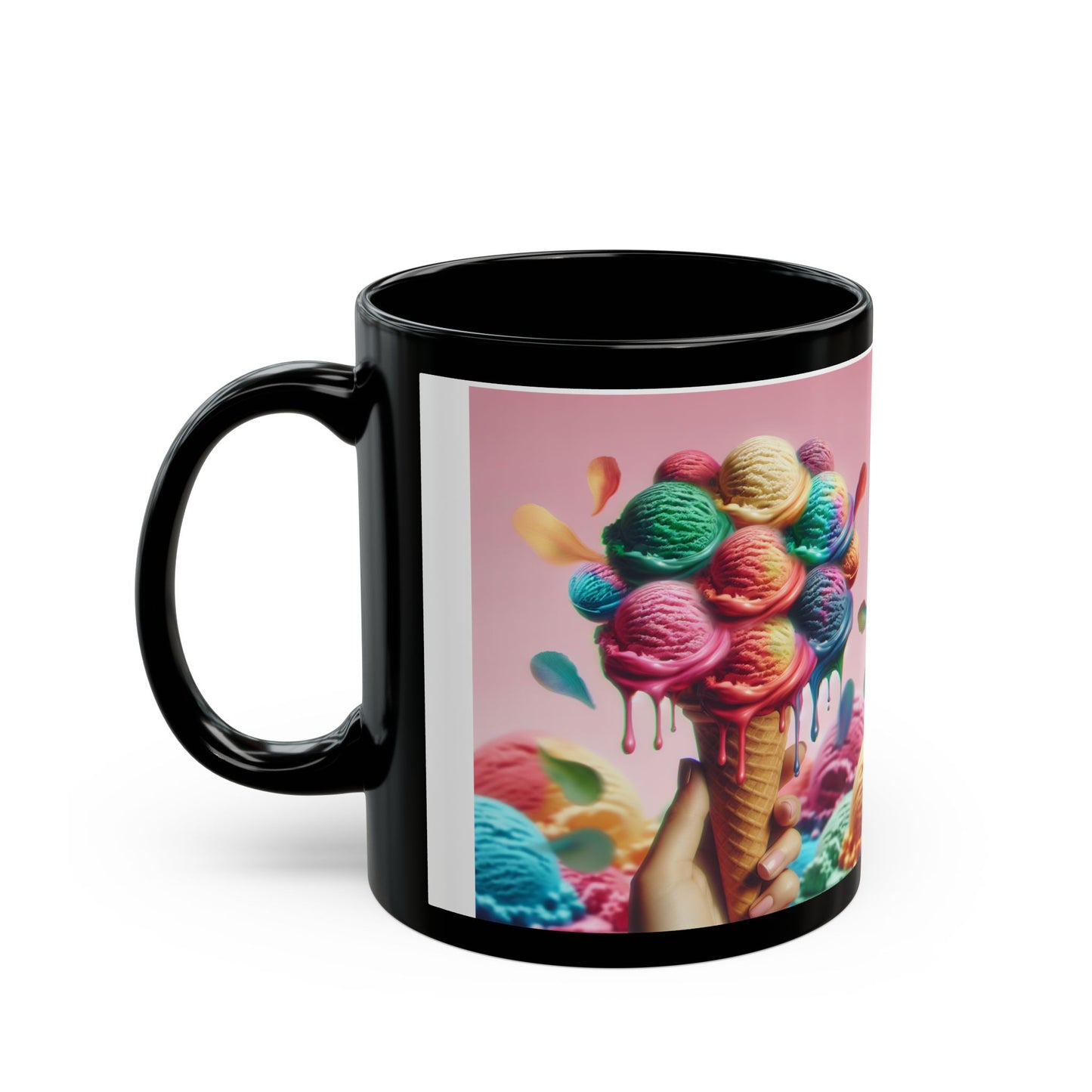 Colorful Ice Cream Black Mug - Perfect for Summer Treats