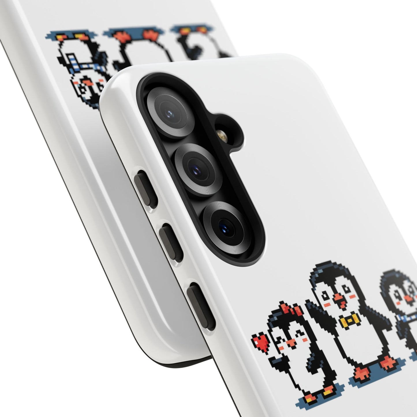 Penguin Pixel Trio Phone Case — Cute Retro 8‑Bit Penguin Family Protective Cover