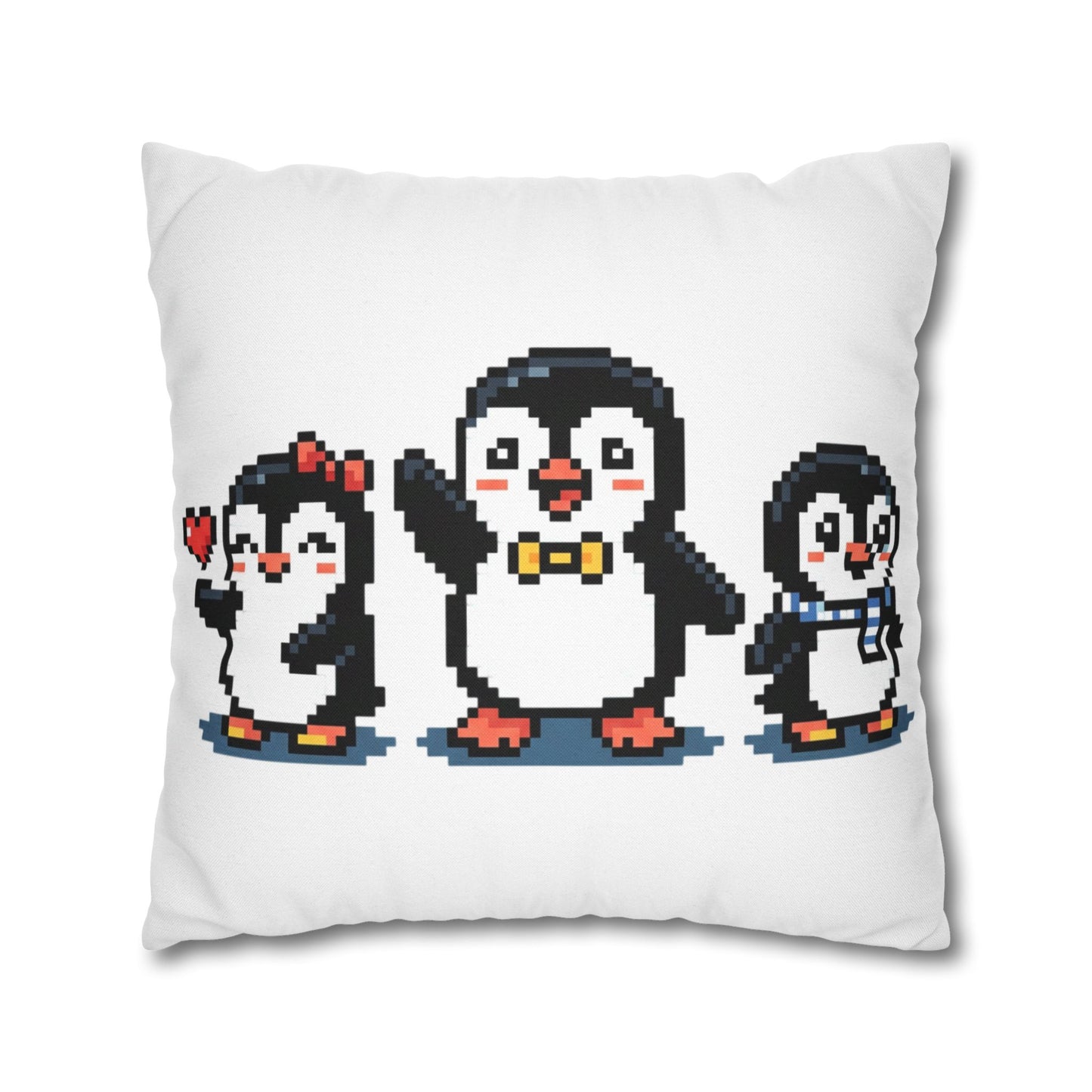 Pixel Penguin Family Pillowcase — Cute Retro 8‑Bit Throw Pillow Cover