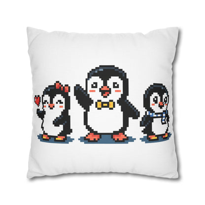 Pixel Penguin Family Pillowcase — Cute Retro 8‑Bit Throw Pillow Cover