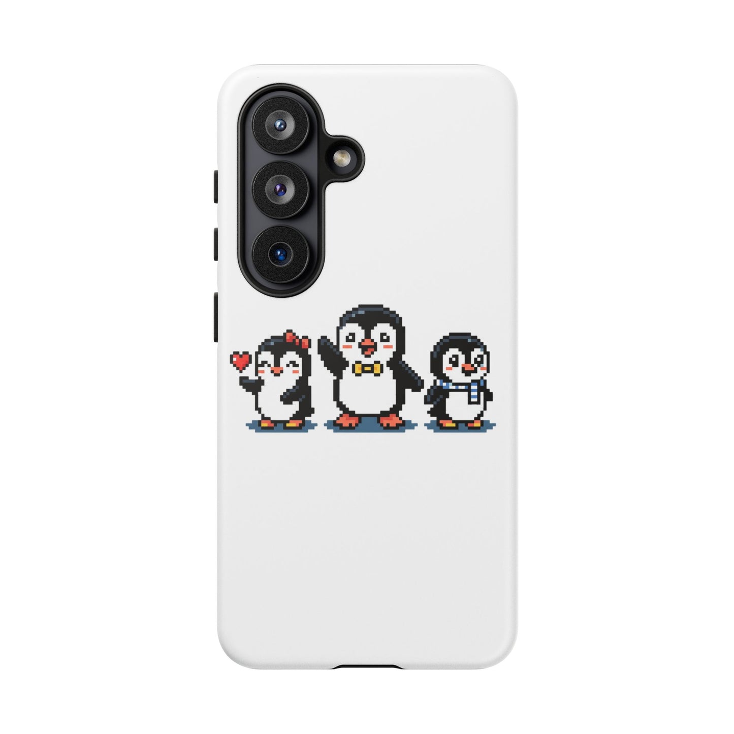 Penguin Pixel Trio Phone Case — Cute Retro 8‑Bit Penguin Family Protective Cover