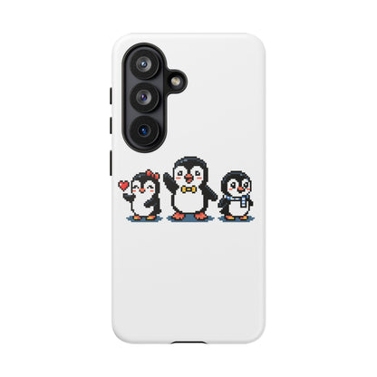 Penguin Pixel Trio Phone Case — Cute Retro 8‑Bit Penguin Family Protective Cover