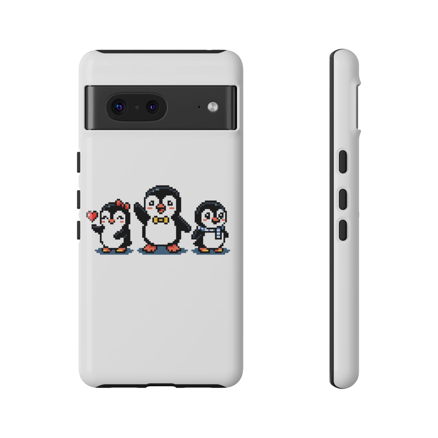 Penguin Pixel Trio Phone Case — Cute Retro 8‑Bit Penguin Family Protective Cover
