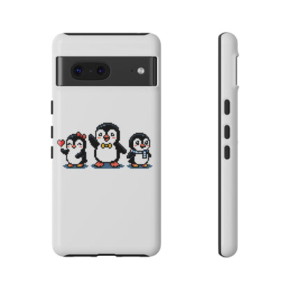 Penguin Pixel Trio Phone Case — Cute Retro 8‑Bit Penguin Family Protective Cover