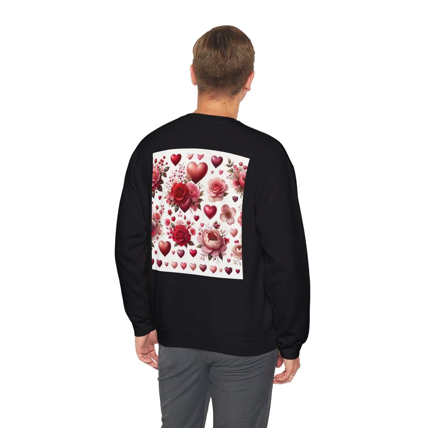 Romantic Floral Sweatshirt with Hearts