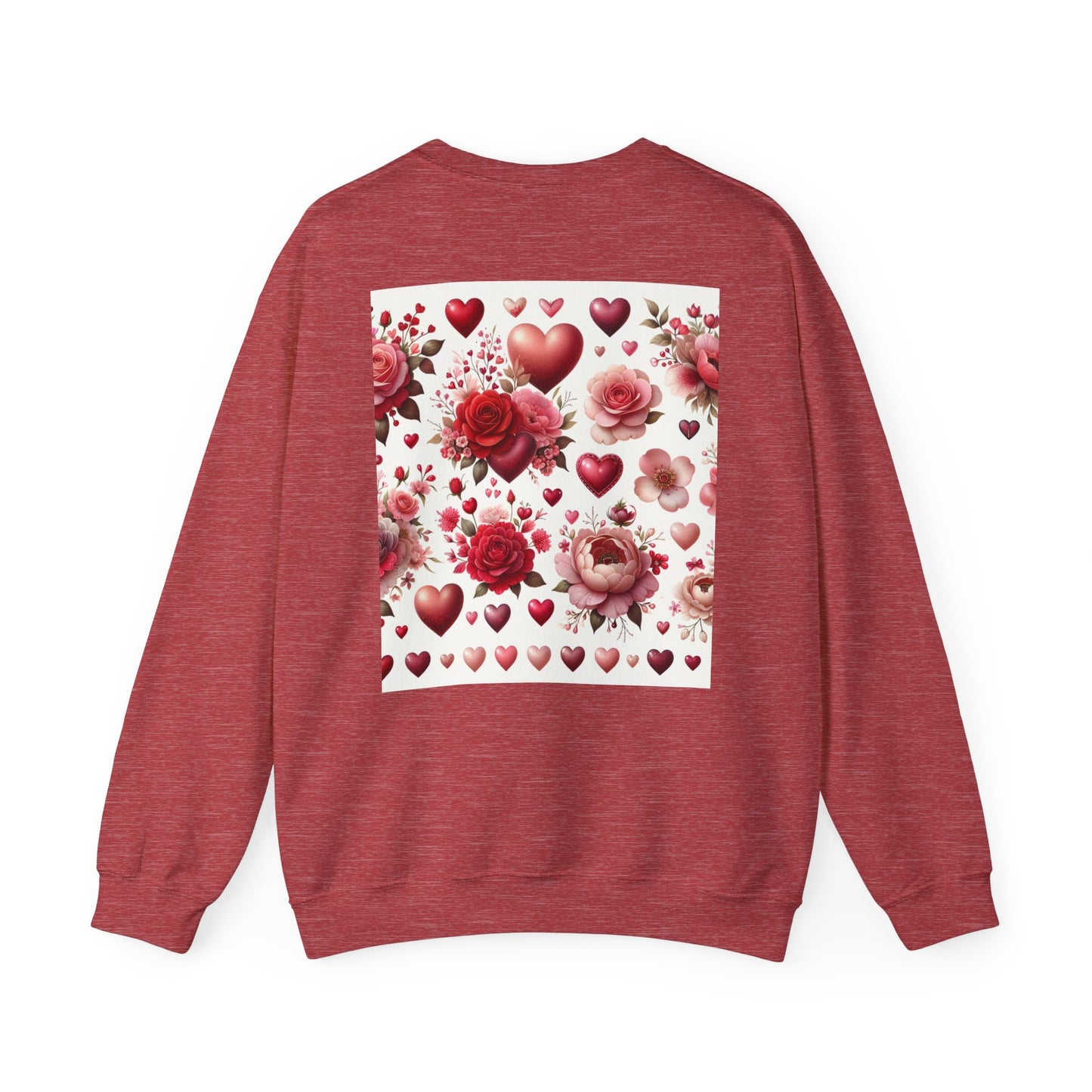 Romantic Floral Sweatshirt with Hearts