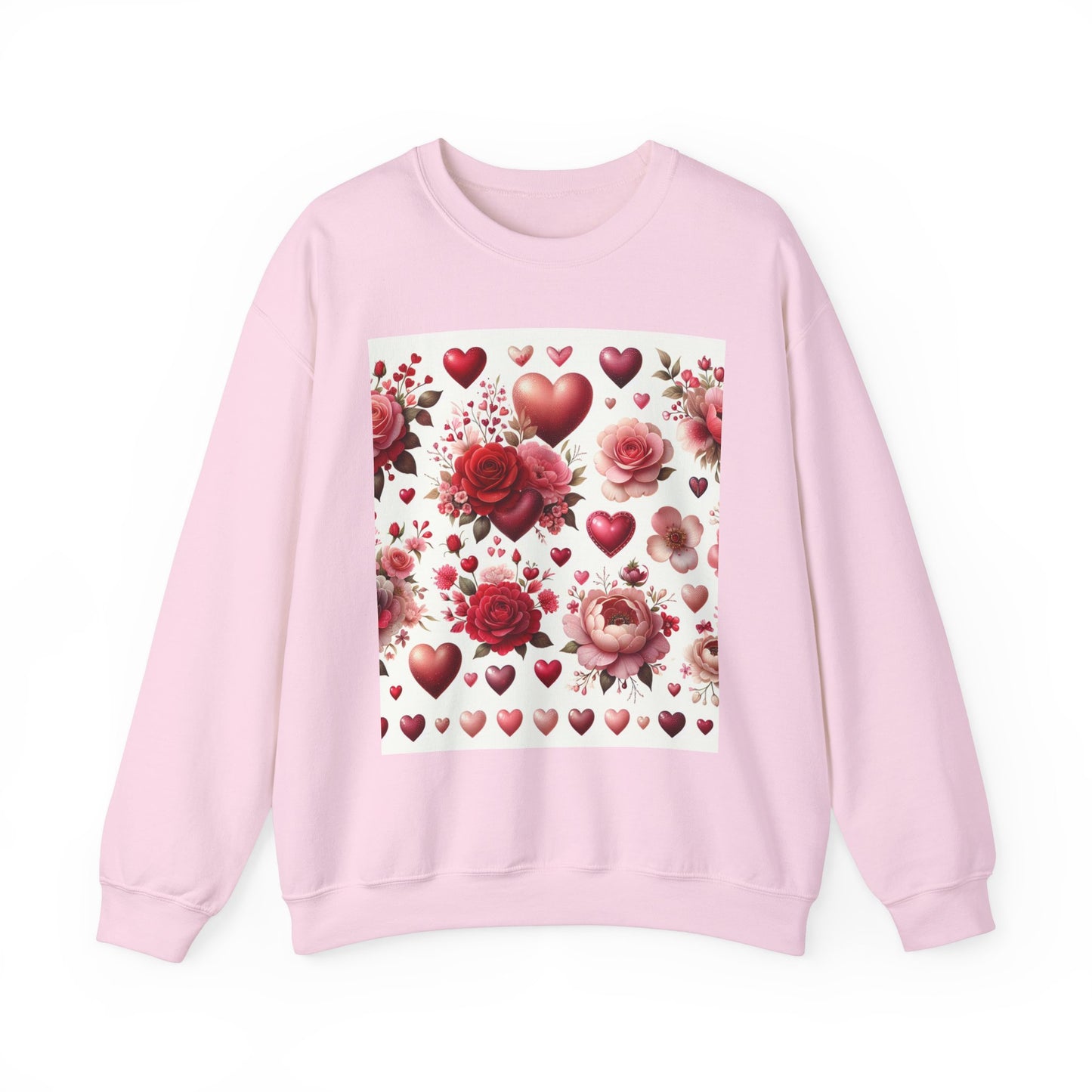 Romantic Floral Sweatshirt with Hearts