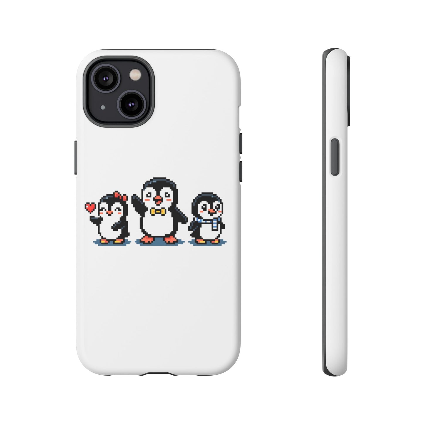 Penguin Pixel Trio Phone Case — Cute Retro 8‑Bit Penguin Family Protective Cover
