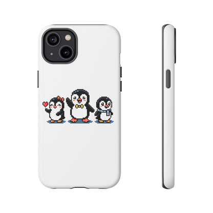 Penguin Pixel Trio Phone Case — Cute Retro 8‑Bit Penguin Family Protective Cover