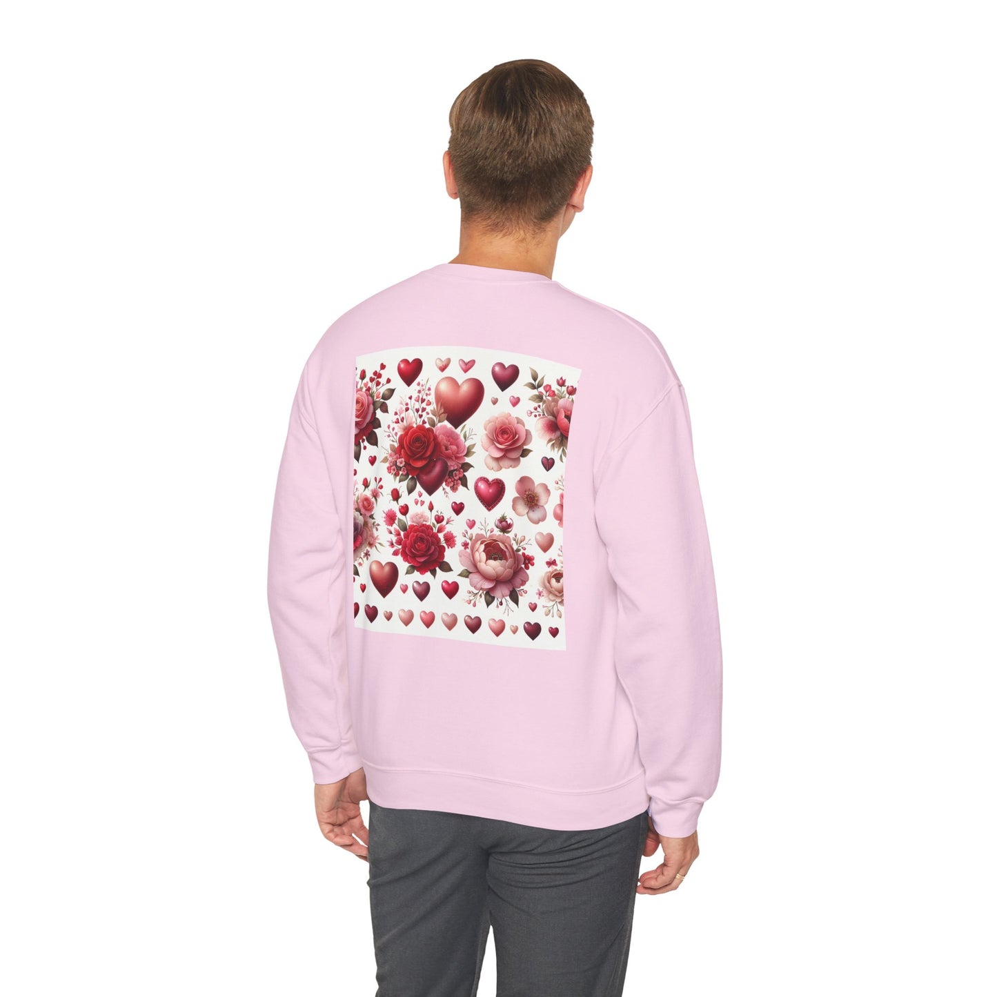 Romantic Floral Sweatshirt with Hearts