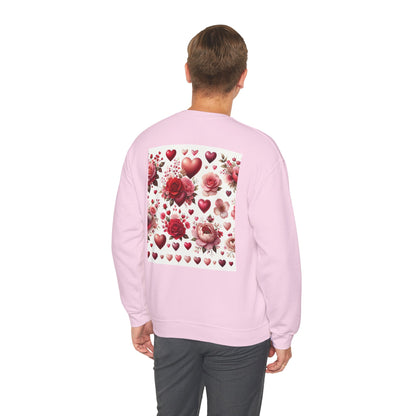 Romantic Floral Sweatshirt with Hearts