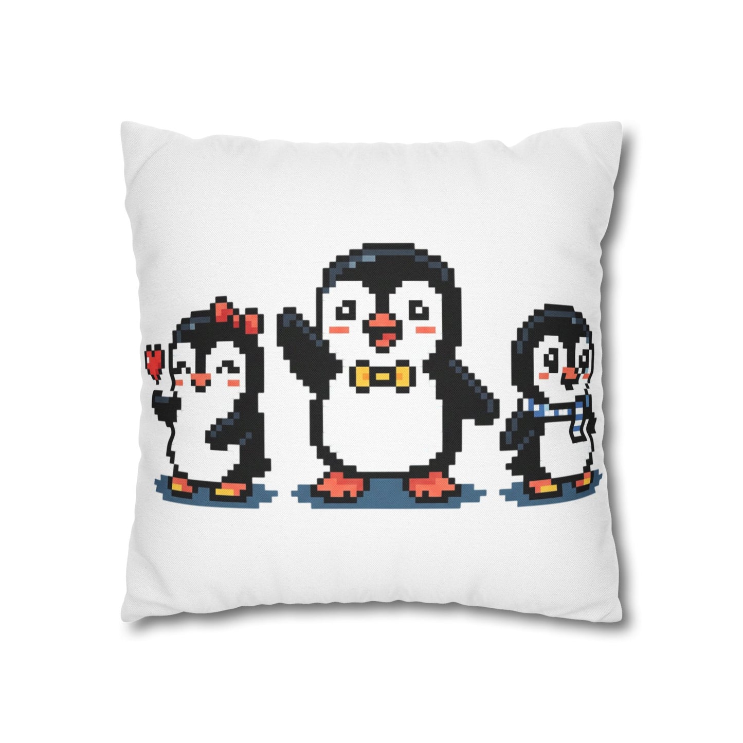 Pixel Penguin Family Pillowcase — Cute Retro 8‑Bit Throw Pillow Cover