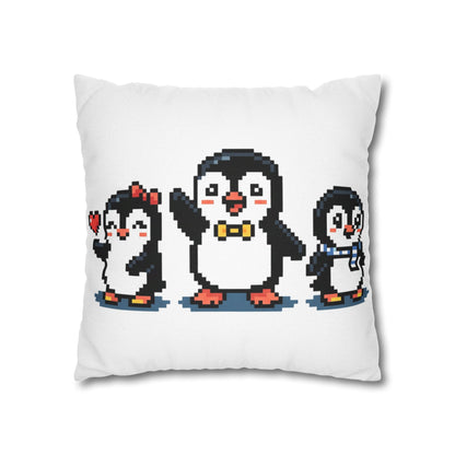 Pixel Penguin Family Pillowcase — Cute Retro 8‑Bit Throw Pillow Cover